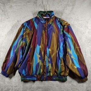 Vtg‎ Windbreaker Jacket Southern Expressions Women's Medium Artsy Watercolor